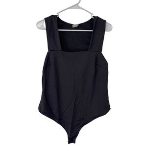 INTIMATELY FREE PEOPLE Black One Piece Stretch Sleeveless Bodysuit Thong Sz L